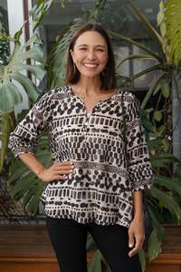 Ramirez Black Spot Button Top