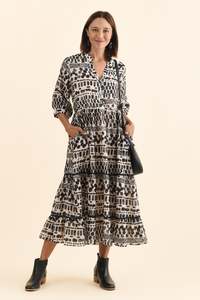 Lillian Black Spot Tier Dress