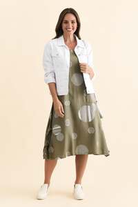 Spot Edit: Hailee Olive Spot Linen Cotton Dress