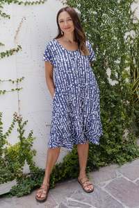 Spot Edit: Lauren Navy Speckle Crinkle Cotton Dress