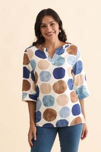Spot Edit: Maddox Navy Spot Cotton Blend Top