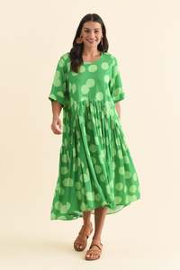 Kiana Green Spot Peak Dress