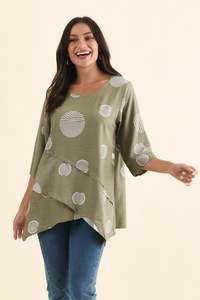 Spot Edit: Anya Olive Spot Linen Cotton Top