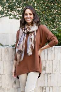 Meryl Chocolate Wool Blend Drape Jumper