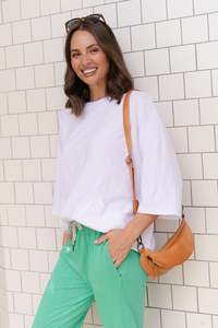 Tops Sleeved1: Mazie White Cotton Sweat