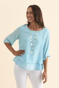 Tops Sleeved1: Liora Blue Layered Top