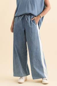 The Denim Edit: Callie Blue Contrast Denim Jogger Pants