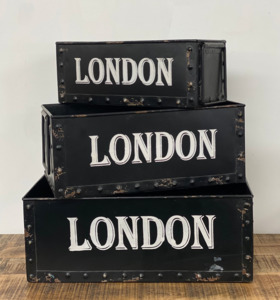 Products: Metal London Tins - Black - Set of 3