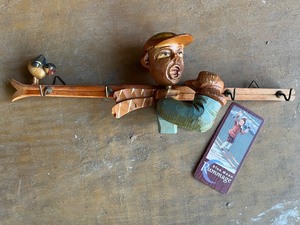 Skier Folk Art Key Holder - Blue Moon Rummage