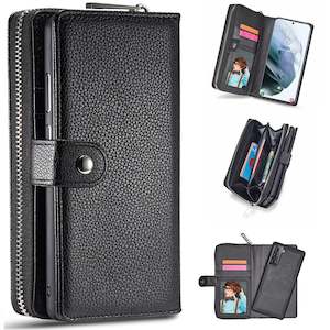 Samsung S21 Case Zipper Wallet (Black)