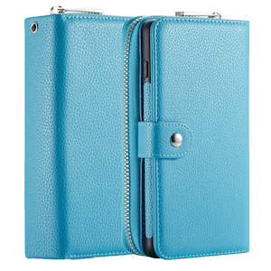 Galaxy Note 20 Ultra Cases: Samsung Note 20 Ultra Case Zipper Wallet (LightBlue)