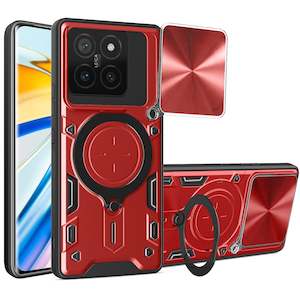 Xiaomi 14T Ring Kickstand Case w/ Camera Cover [Red]