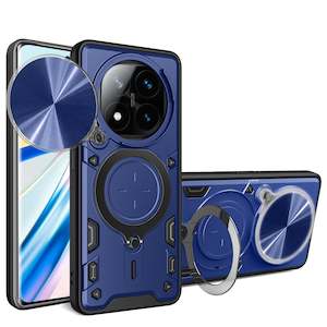 Xiaomi Redmi Note 14 Pro Plus 5G Ring Kickstand Case w/ Camera Cover [Navy]