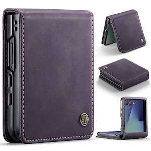 Stylish Samsung Galaxy Z Flip 7 Retro Leather Cover [Purple]