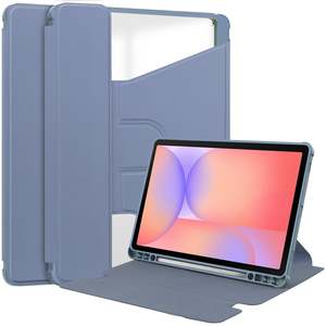 Tablet Cases: Rotating Acrylic Back PU Leather Case for Samsung Galaxy Tab S10Lite/S10FE/S9FE/S9 with Pencil Holder [Lavender]