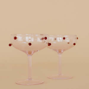 Valentines Day Gift Collection: Maison Balzac Pomponette Champagne coupes (set of 2)