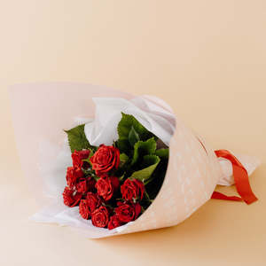 Red Roses in Blush Wrap