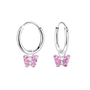 Christening Jewellery: Butterfly Charm Hoop Earrings