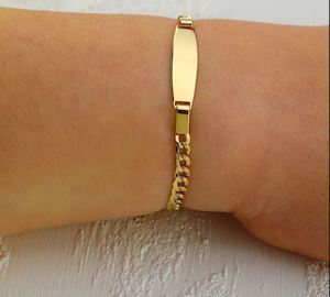 Luxe Gold: 925 Sterling Silver/Gold Plated Bar Bracelet with Personalization