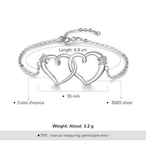 Adjustable Intertwined Heart Bracelet for Women