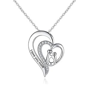 Love Heart Pendant Necklace for Mom and Daughter