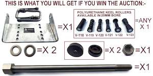 KEEL ROLLER WITH BRACKET +19MM HEX BOLT + POLYURETHINE ROLLERS+2X END CAPS.