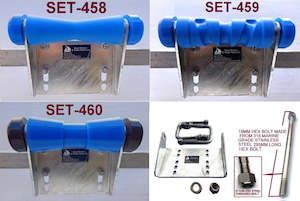 Keel Rollers: KEEL ROLLER- 200MM POLYETHYLENE + BRACKET+'U' BOLT+ 2 X END CAPS +19MM HEX BOLT