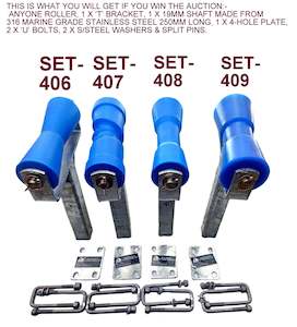 Polyethylene Rollers: KEEL ROLLER WITH 'T' BRACKET + "U" BOLTS + 19MM SHAFT FOR BOAT TRAILERS.