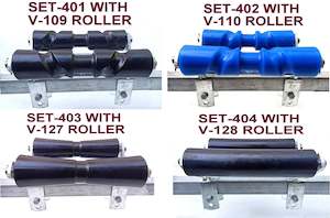 Polyethylene Rollers: KEEL ROLLER 300MM LONG WITH SUPER HEAVY DUTY SWIVEL BRACKET & 19MM SHAFT FOR BOAT TRAILERS