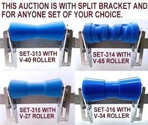 Polyethylene Rollers: TRAILER KEEL ROLLER WITH SPLIT BRACKET, 'U' BOLTS & 16MM SHAFT FOR BOAT TRAILERS