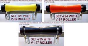 Keel Rollers Brackets Combo Deals: KEEL ROLLERS-300MM  POLYURETHANE KEEL ROLLER WITH BRACKET +19MM SHAFT +END CAPS.