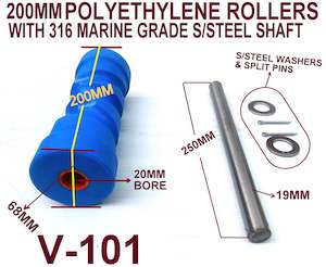 Keel Rollers Brackets Combo Deals: KEEL ROLLER- POLYETHYLENE WITH 19MM SHAFT