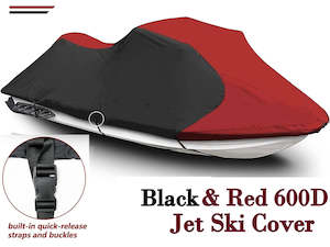 Jet Ski Rollers Assembly: Jet Ski Cover Waterproof Marine Grade 600D Heavy Duty Red/Black ( 3-seaters ) .