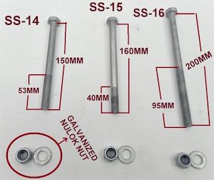 Copy of M12 X GALVANIZED BOLT NULOK NUT / WASHER
