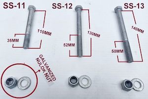 Stainless Steel Pins Jockeywheel U Bolts: M12 X GALVANIZED BOLT NULOK NUT / WASHER