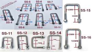 M12 X FULLY GALVANIZED ' U ' BOLTS FOR ALL SIZES CROSS BAR/ TUBE/CROSS SECTION.