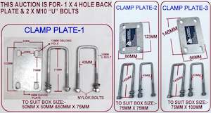 Wobble Rollers Assembly: 4 Hole Wobble Roller Clamp Plate With M10 x U Bolt for boat Trailers