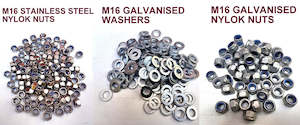 M16 Stainless Steel/ Galvanised Nylok Nuts & Washers