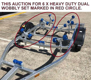 Wobble Rollers Assembly: WOBBLE ROLLER DUAL ASSEMBLY WITH ROLLER ARM FOR BOAT TRAILERS X 6