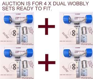 Wobble Rollers Assembly: SUPER HEAVY DUTY- 4 X DUAL WOBBLE ROLLER SET FOR BOAT TRAILERS