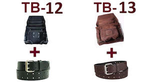 SINGLE LEATHER RIGGER POUCH WITH 2X STEEL HAMMER HOLDER AND HEAVY DUTY TOOL BELT