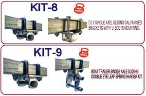 Rubber Rollers: BOAT TRAILER FRONT & REAR LEAF SPRING SINGLE AXLE HANGER WITH 4-HOLE ‘U’ BOLT ON