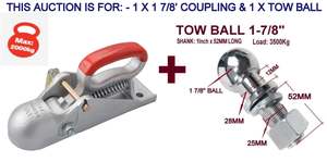 Rubber Rollers: 1 7/8’ COUPLING - 2000KG  WITH AUSTRALIAN STANDARD AS4177.3 WITH TOWBALL