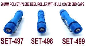 Polyethylene Rollers: KEEL POLYETHYLENE ROLLER- 200MM + BRACKET+2 X FULL COVER END CAPS +19MM HEX BOLT