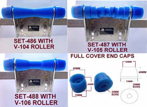 KEEL ROLLER- 200MM + BRACKET+'U' BOLT+ 2 X FULL COVER END CAPS +19MM HEX BOLT