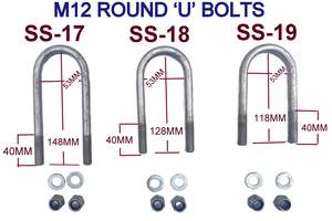 ROUND 'U' BOLTS- 'M12 X FULLY GALVANIZED FOR JET SKI & BOAT TRAILERS