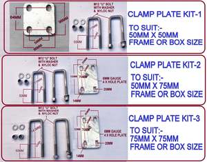 Jet Ski Rollers Assembly: CLAMP PLATE FOR WOBBLY ROLLER SET WITH M12 'U' BOLTS TO CLAMP ANY BOX SIZE OF YOUR TRAILER.