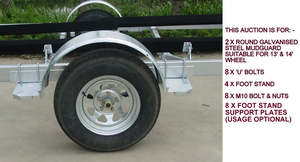 MUDGUARD-GALVANISED STEEL FOR SINGLE AXLE + NON SKID STEP TO SUIT 13"& 14" WHEELS