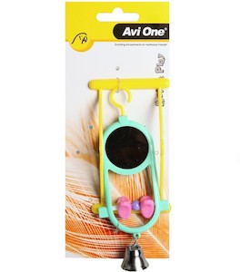 Aviary Birds: AviOne: Bird Toy Round Mirror W/geometric Beads