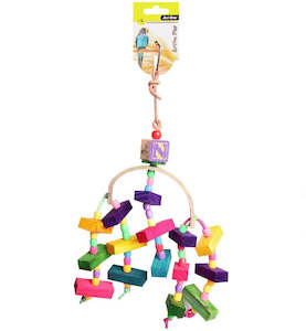 Aviary Birds: AviOne: Bird Toy Arc With Wooden Blocks And Beads - 34cm